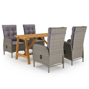 Set Mobili da Pranzo per Giardino 5 pz Grigio cod mxl 43807