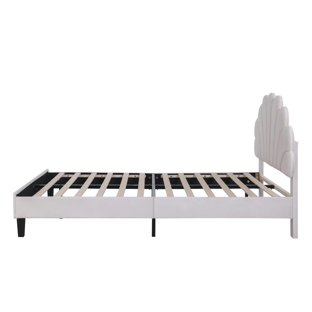 Letto Imbottito Matrimoniale con Testiera ¨C MINIMAL ¨C Velluto Beige 140x200