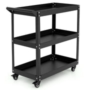 Carrello portautensili con ruote 73 x 36 x 75 cm portata 120 kg 3 ripiani pratico metallo nero 20_0017418