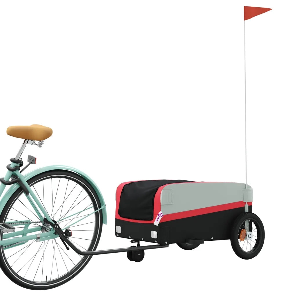Rimorchio da Bici Nero e Rosso 30 kg in Ferro CFW1581220