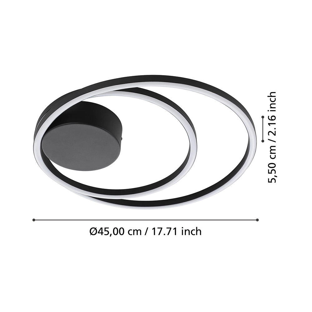 Plafoniera Moderna Ruotale Led Alluminio Nero