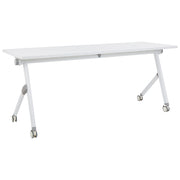 Scrivania rettangolare pieghevole con rotelle portatile con struttura in metallo bianco 180 x 60 stile moderno