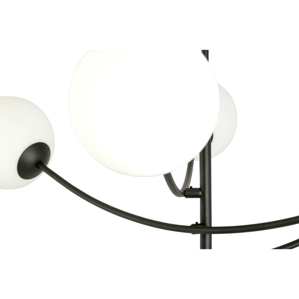 Lampada a sospensione Hunter con struttura in metallo nero e sfere in vetro