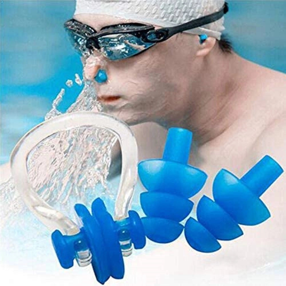 Trade Shop - Set Clip Naso Nuoto + Tappi Per Orecchie Immersioni Subacquee Assortiti 605431 -