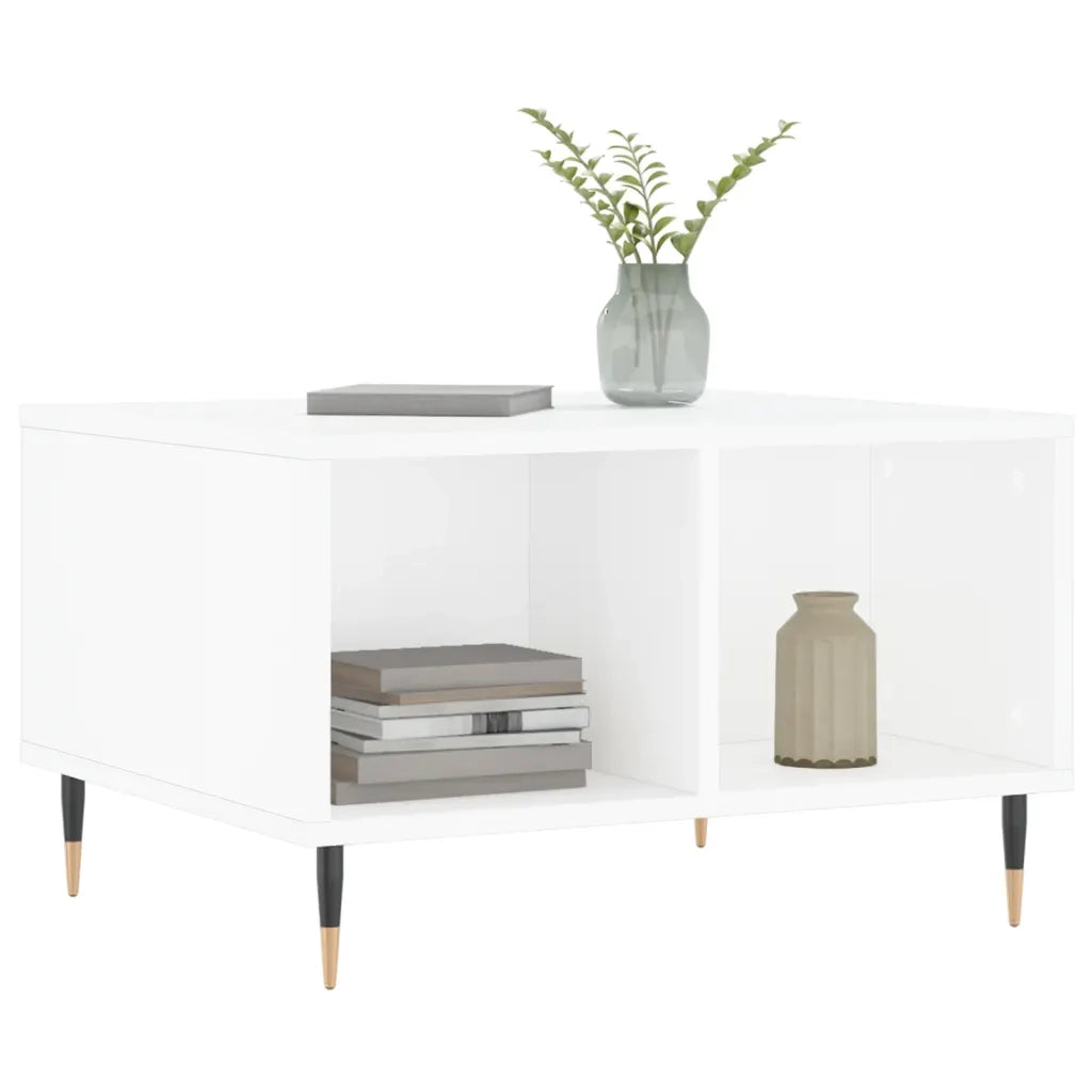 Tavolino salotto | Tavolino da caff¨¨ | Tavolino da Soggiorno Bianco Lucido 60x50x36,5 cm Legno Multistrato