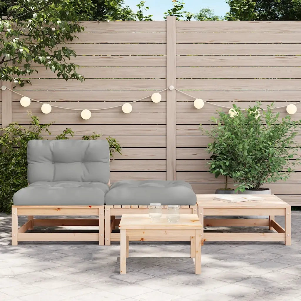 Divano da Giardino Senza Braccioli con Cuscini e Poggiapiedi