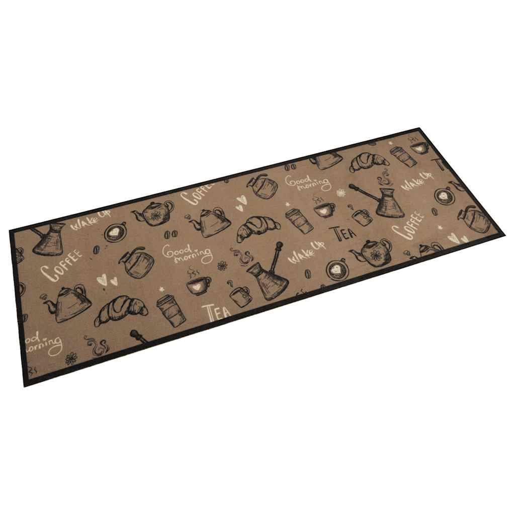 Tappetino da cucina lavabile design elegante per uso interno ed esterno 180 x 60 cm velluto marrone 02_0056427