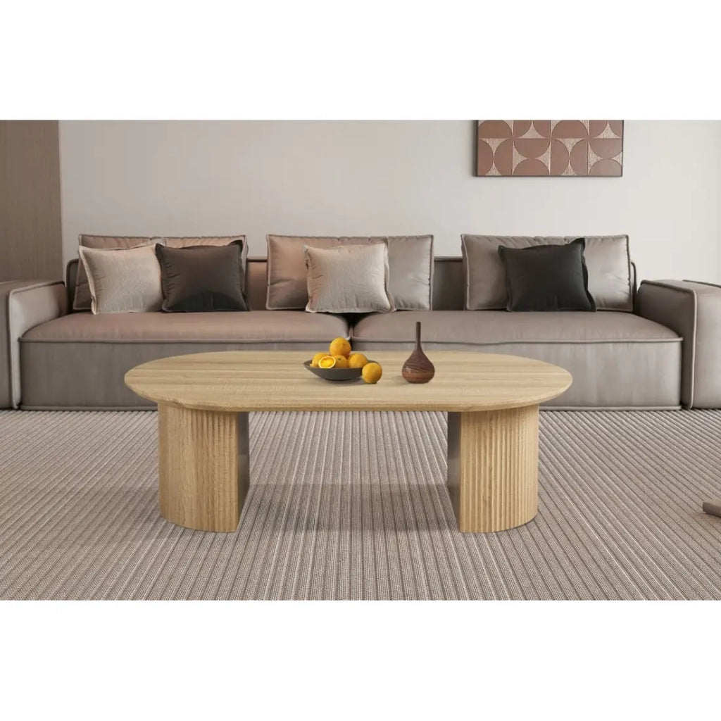 Tavolino basso VAGOS – Colore rovere naturale – Tavolino basso rettangolare 120x70 cm – MDF – Design moderno e accogliente