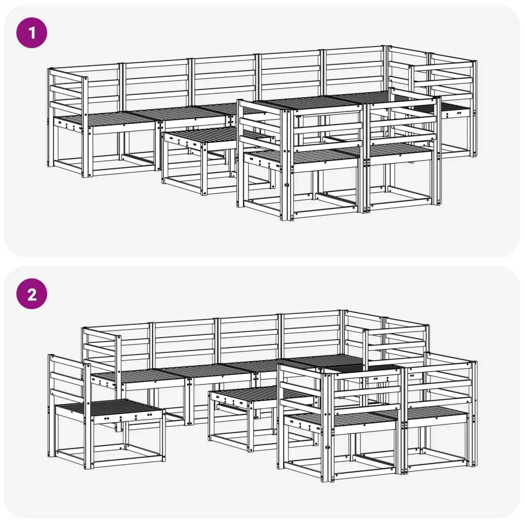 Set di divani da esterno 9 pcs Bianco Legno di Acacia Massello 3387823