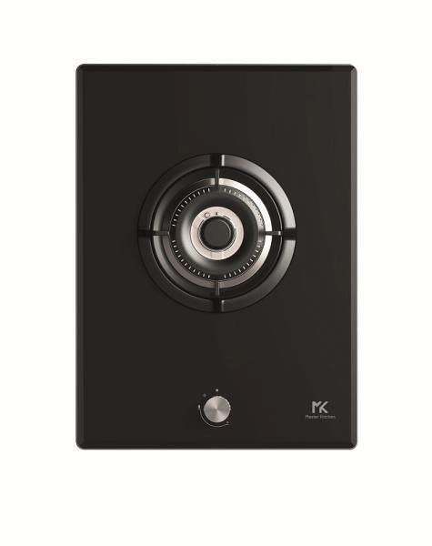 Master KIT_chen MKHG 381-EDS FTC GCBK - Piano cottura a gas da incasso, 38 cm, 1 fuoco, bruciatore a tripla corona da 4,2 kW, bruciatori piatti ad alta efficienza energetica, griglie in ghisa, accensione integrata, valvola di sicurezza, vetroceramica nera