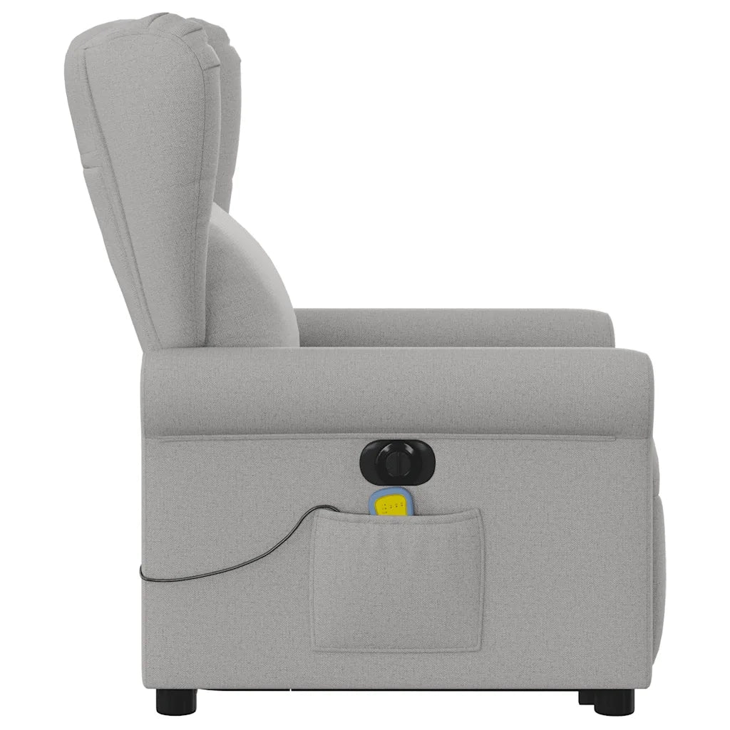 vidaXL Poltrona Alzapersona Massaggi Elettrica Grigio Nuvola Tessuto