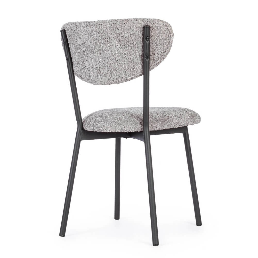 Set di 2 Sedie Imbottite in Tessuto Bouclé con Gambe in Acciaio - BEATRICE