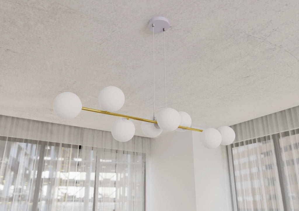 Lampadario Emibig Gravity 8xE14 bianco ottone 140cm