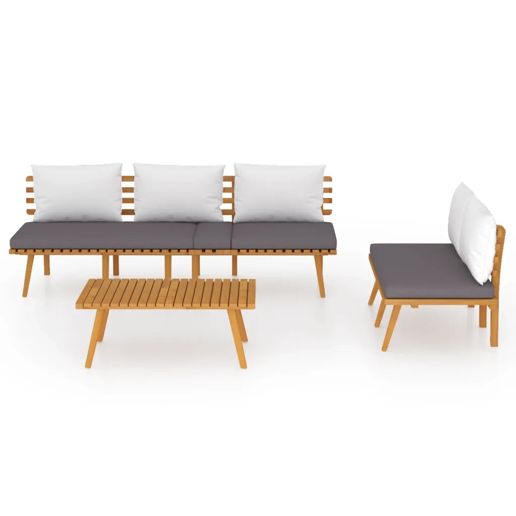 Set Divani da Giardino 3 pz con Cuscini in Massello di Acacia 3087012