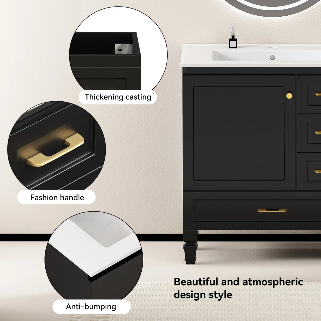 Armadietto Bagno con Cassetti ¨C MINIMAL ¨C Nero, 75 cm