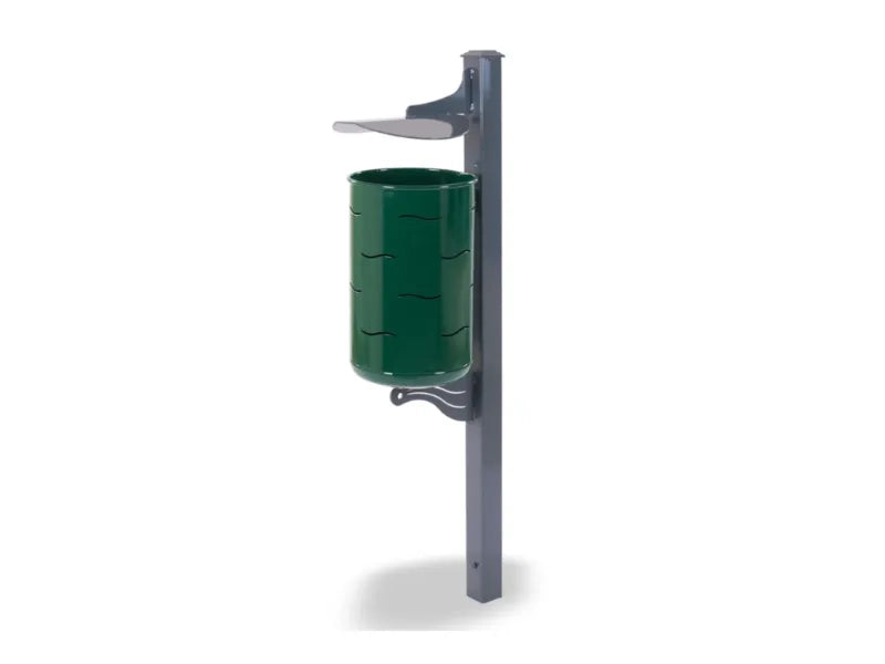 Cestino Empire 570 Giochipark acciaio zincato verniciato Ø30x52h urbano 35lt - RAL 6005 - Filo pavimento