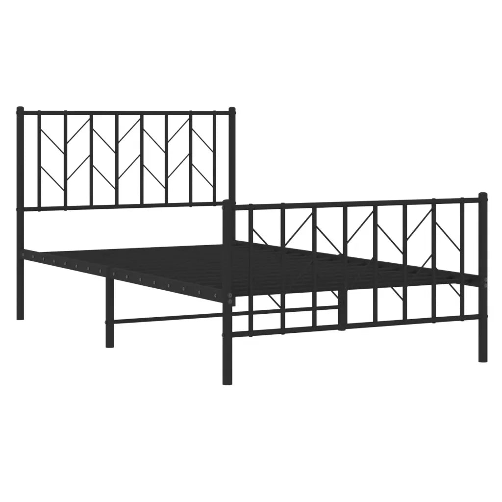 Giroletto con Testiera e Pediera Metallo Nero 100x190 cm 374449