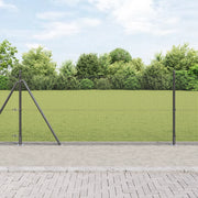 Recinzione in Rete Saldato con 13 Pali Flangiati Grigio 0.8x25 m Acciaio