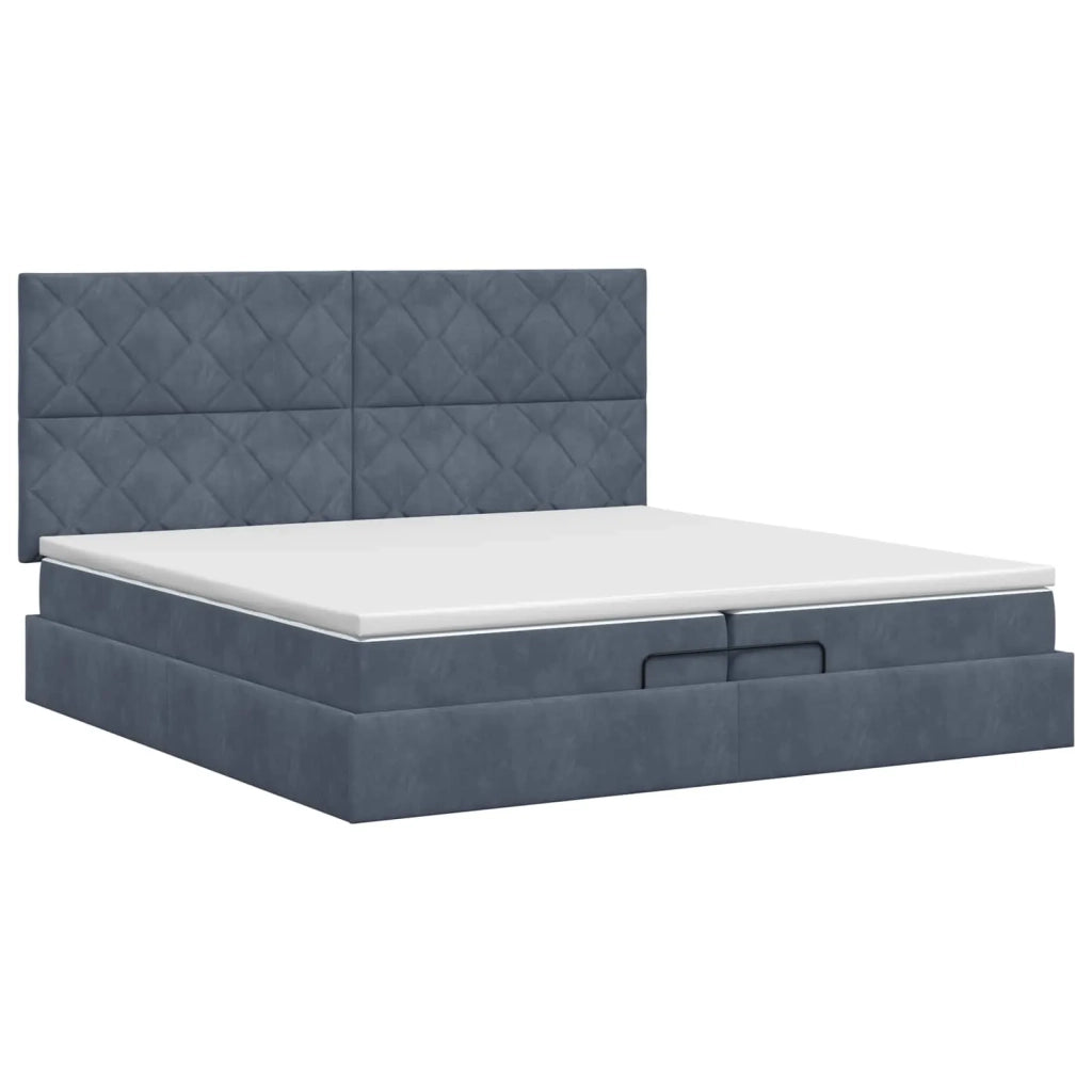 Letto ottomano con materasso Grigio Scuro 200 x 200 cm Velluto 3457816