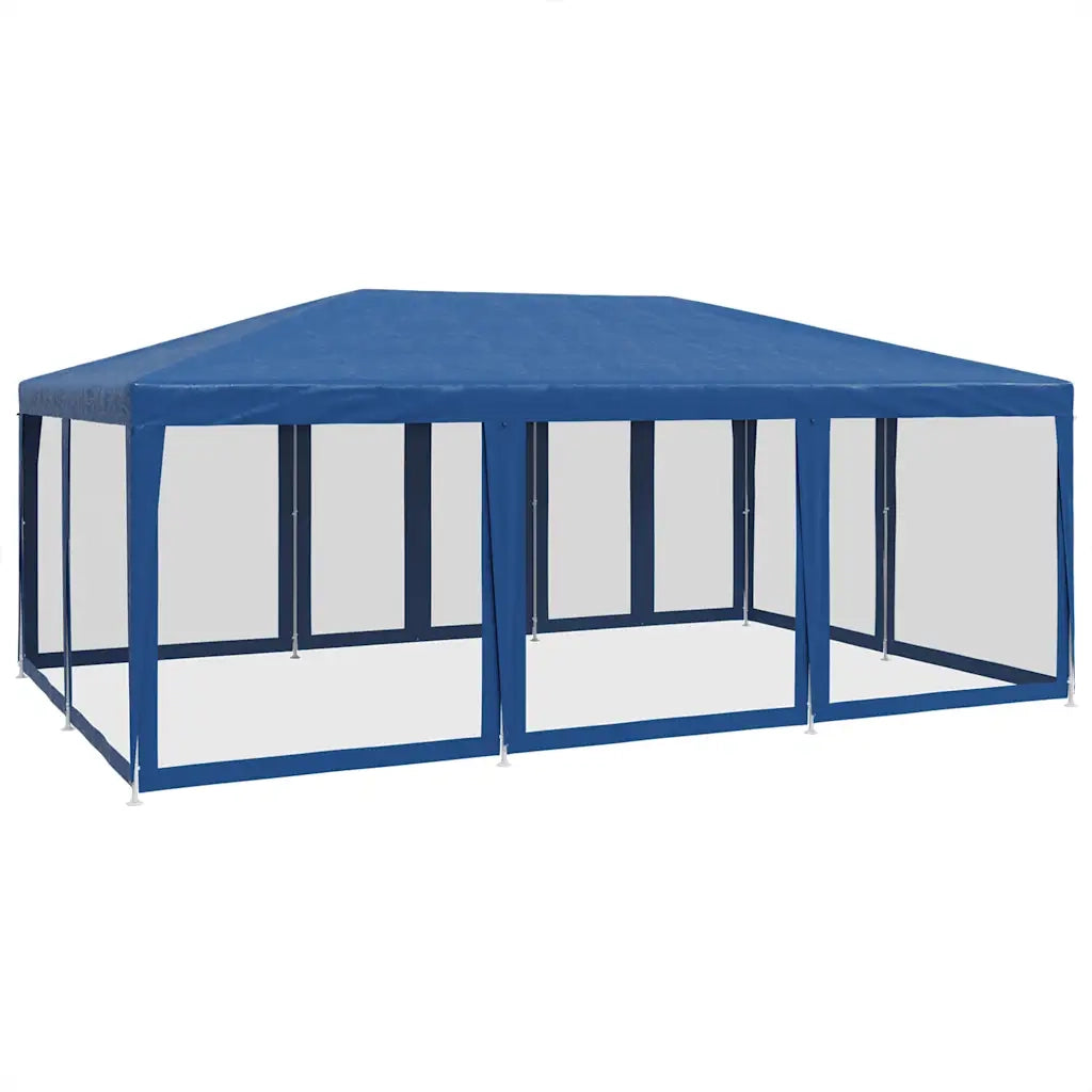 Tenda per Feste con 10 Pareti Laterali in Rete-Tenda da campeggio Blu 6x4 m HDPE
