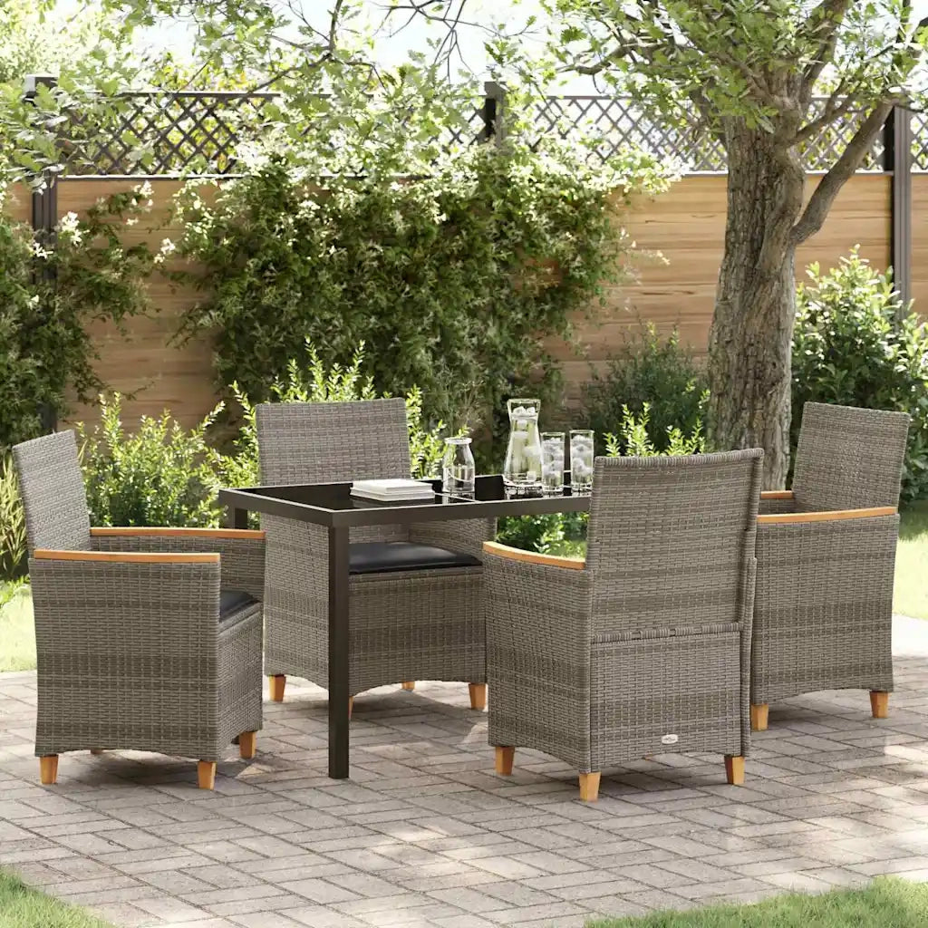 Set da Pranzo per Giardino 5 pz Grigio polyrattan 3381095