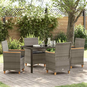 Set da Pranzo per Giardino 5 pz Grigio polyrattan 3381095