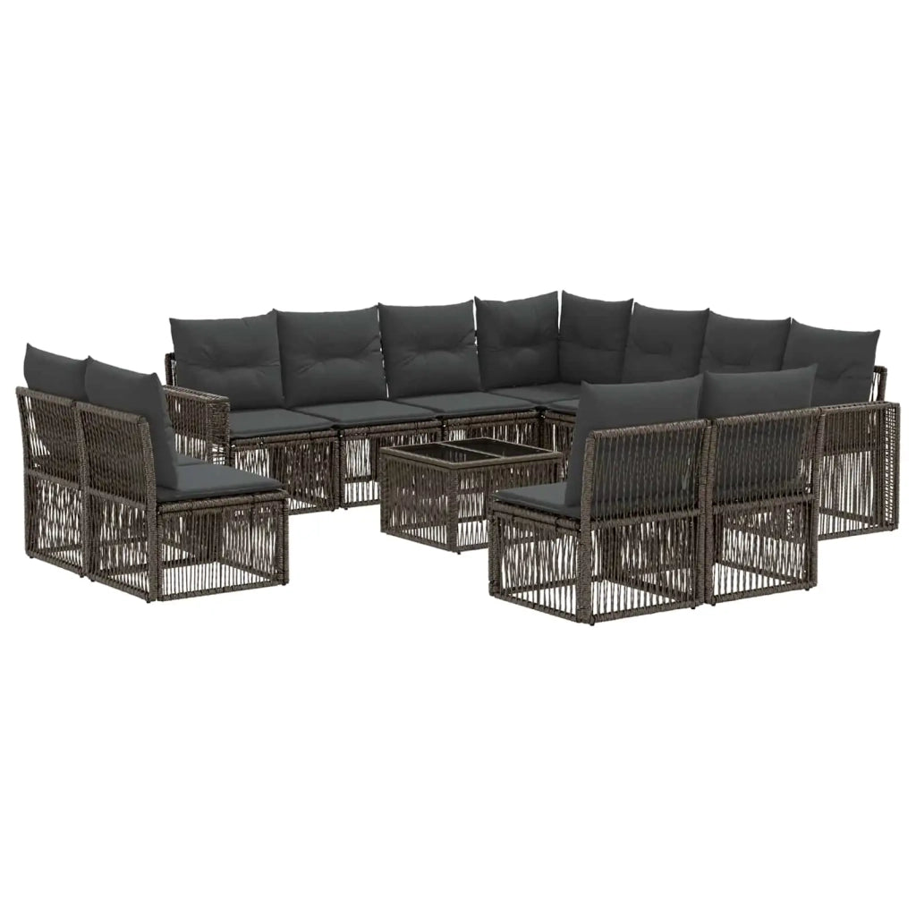 Set Divano da Giardino 12 pcs Grigio e Grigio Scuro polyrattan