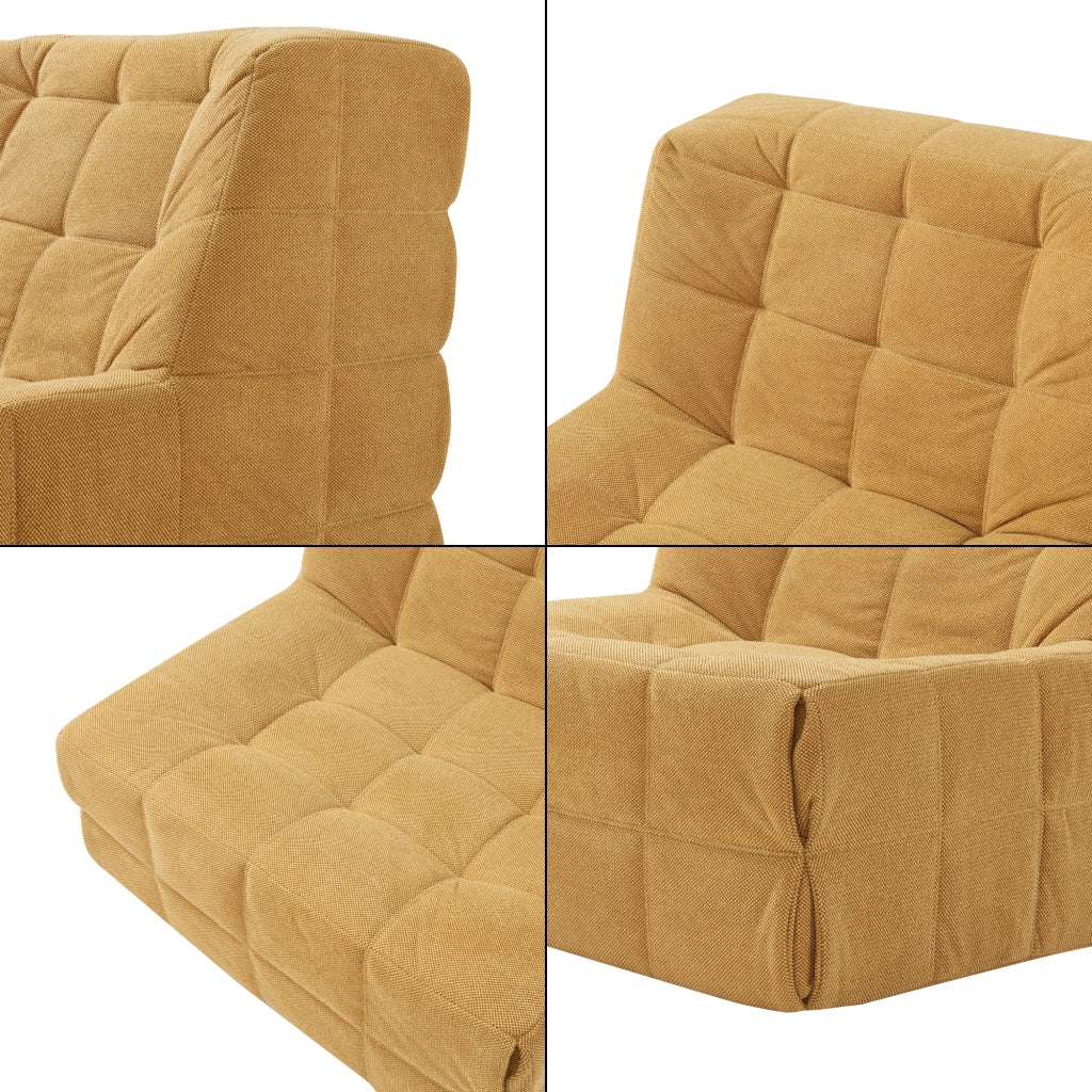 Poltrona Bassa Imbottita Koskyvn Senza Braccioli 75 x 90 x 100 cm - Giallo [en.casa]