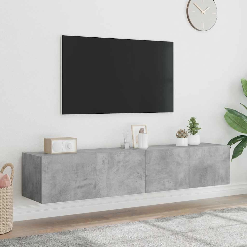 Mobili TV a Parete con Luci LED 2pz Grigio Cemento 80x35x31 cmcod mxl 110170