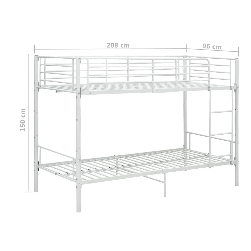 Letto singolo | Letto per adulti | Letto a Castello Bianco in Metallo 90x200 cm