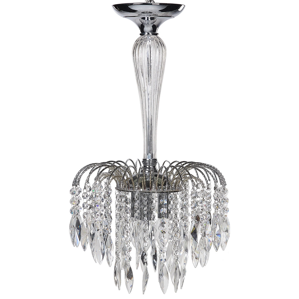 Plafoniera in metallo argentato e vetro trasparente lampadario a 3 luci 157 cm soggiorno camera da letto stile vintage