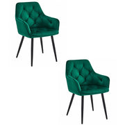 Set di 2 sedie Jork in velluto verde scuro con gambe nere