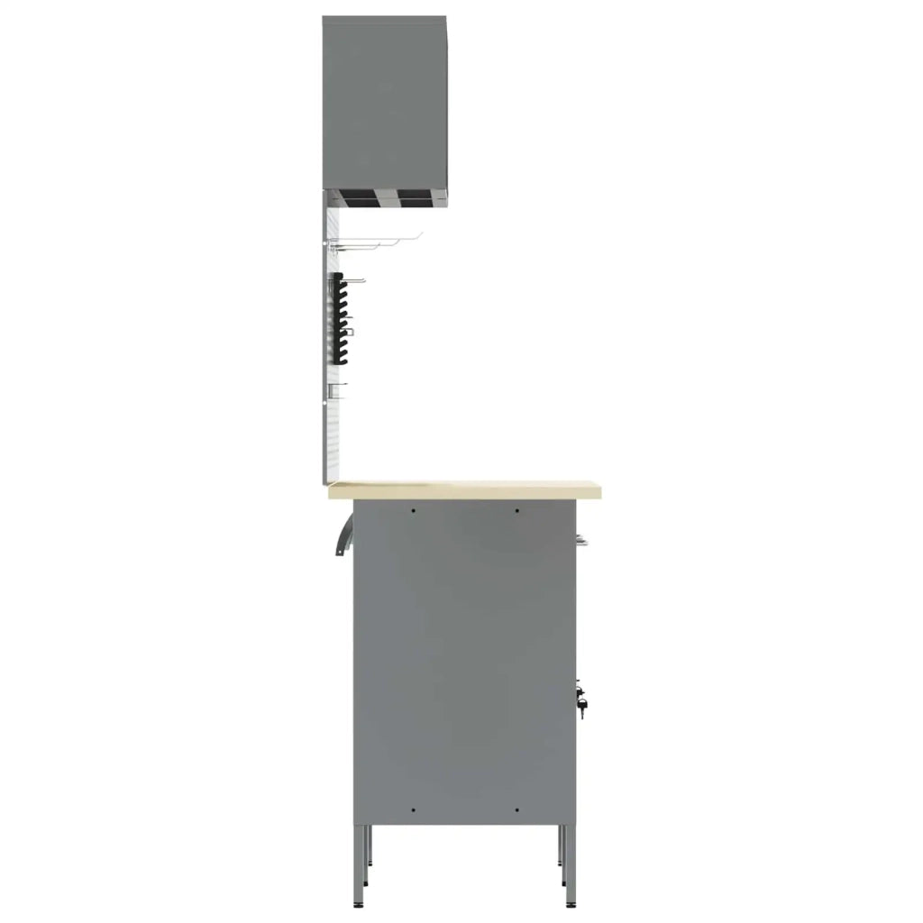 Set di mobili da lavoro con cassetto con blocco 8 pcs Grigio 3321418