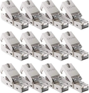 12x Connettori RJ45 senza strumenti - Collegamento CAT 6a LSA - Cavi di installazione rigidi - Protetti - Cavo LAN 10 Gbit/s - Abitacolo CAT6a metallico