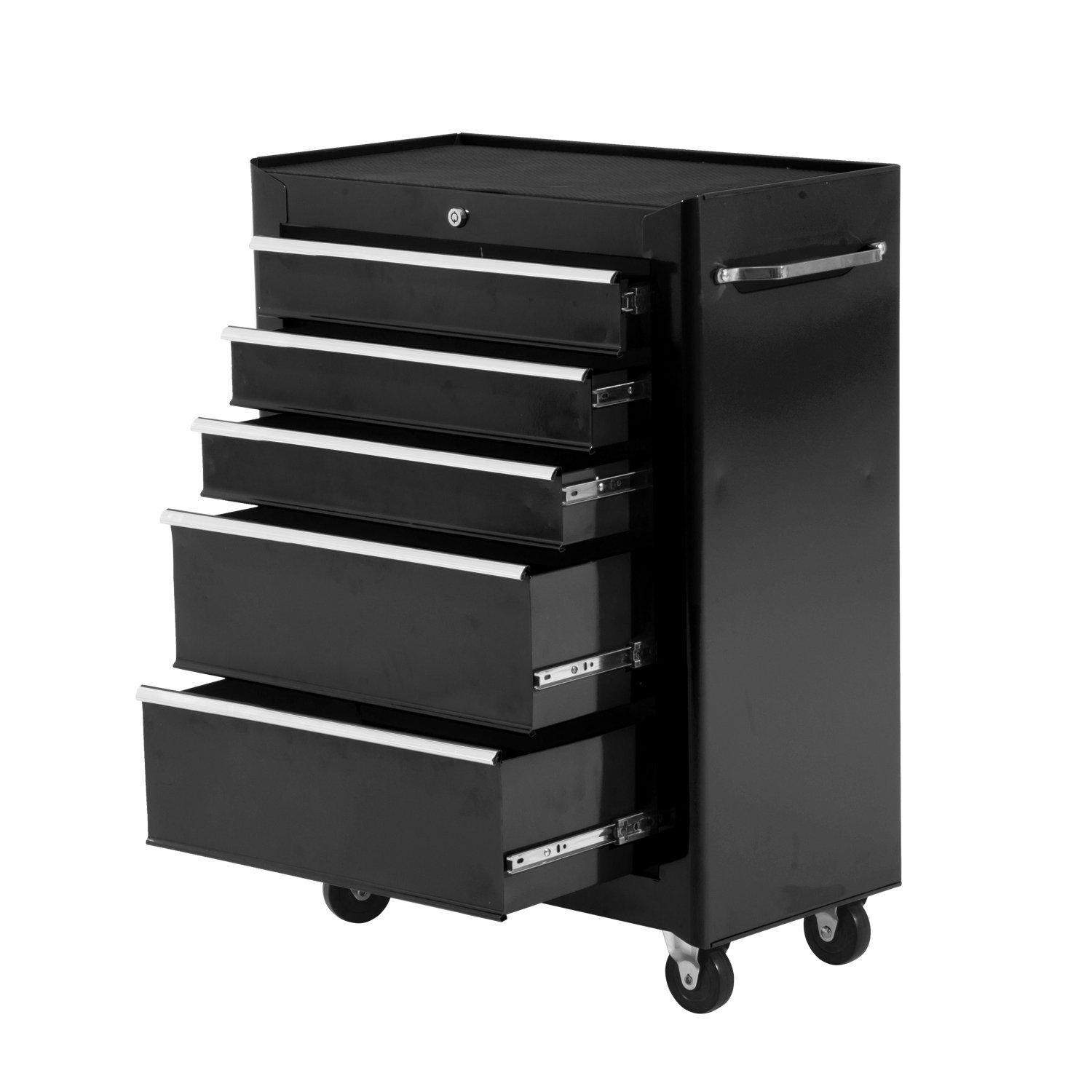 Carrello Porta Utensili con Cassettiera da Officina Nero 61.5x33x85 cm