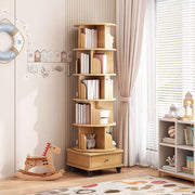LIBRERIA Girevole 360° con cassetto e ruote 58x56x29 cm Colore legno MDF