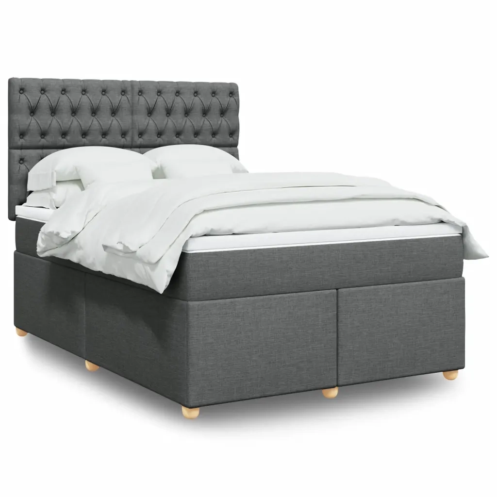 Giroletto a Molle con Materasso Grigio Scuro 160x200 cm Tessuto