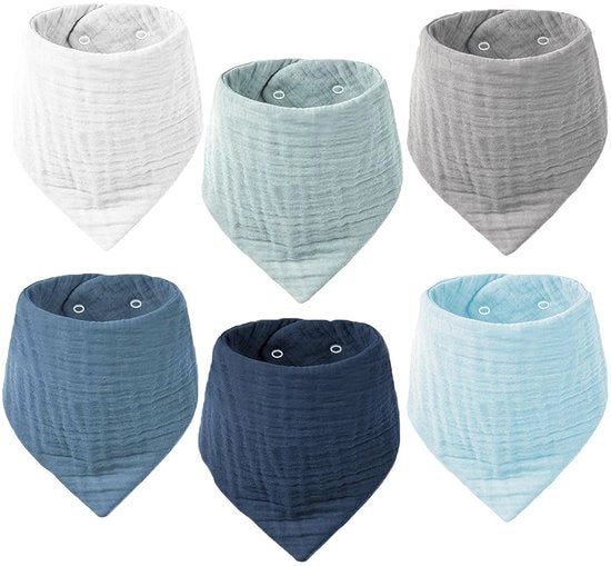 Set di 6 pezzi di fasce muslin per bambini, fazzoletti muslin a forma di triangolo, superassorbenti, fazzoletti per bambini e piccoli, in cotone biologico.