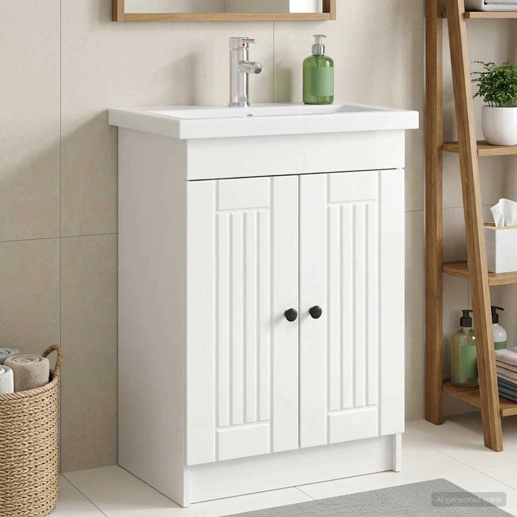 Mobiletto da bagno sotto il lavello Bianco Lucido 890048