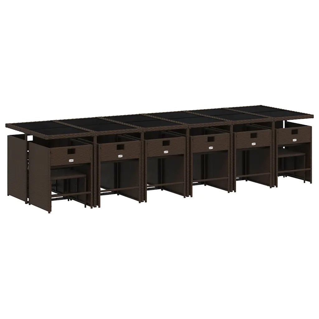 Set da Pranzo da Giardino 17 pz con Cuscini Marrone Polyrattan 3211185