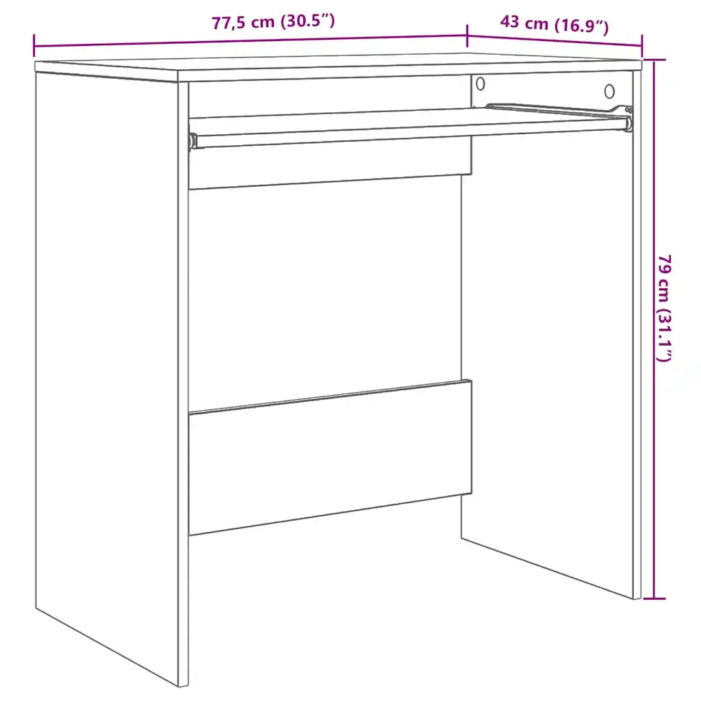 vidaXL Scrivania Rovere nero 77,5 x 43 x 79 cm Legno multistrato