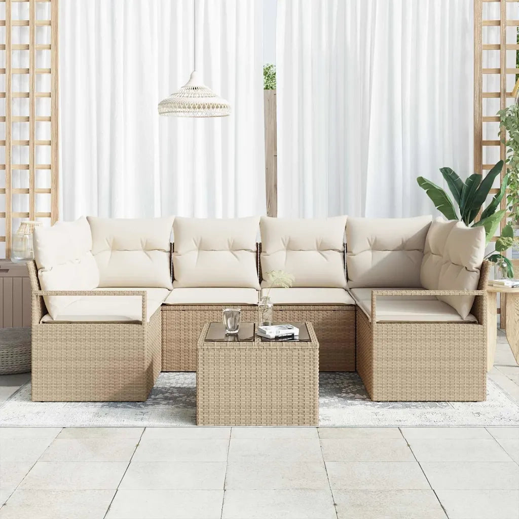 Set Divano da Giardino con cuscino 7 pcs Beige e Crema 3354950