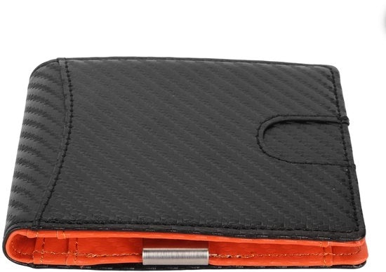 Portafoglio RFID bloccante per uomo - sottile - 10 slot per carte di credito - PU e fibra di carbonio - 11,5 x 8,5 x 2 cm