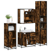 Set Mobili da Bagno 4 pz Rovere Fumo in Legno Multistrato