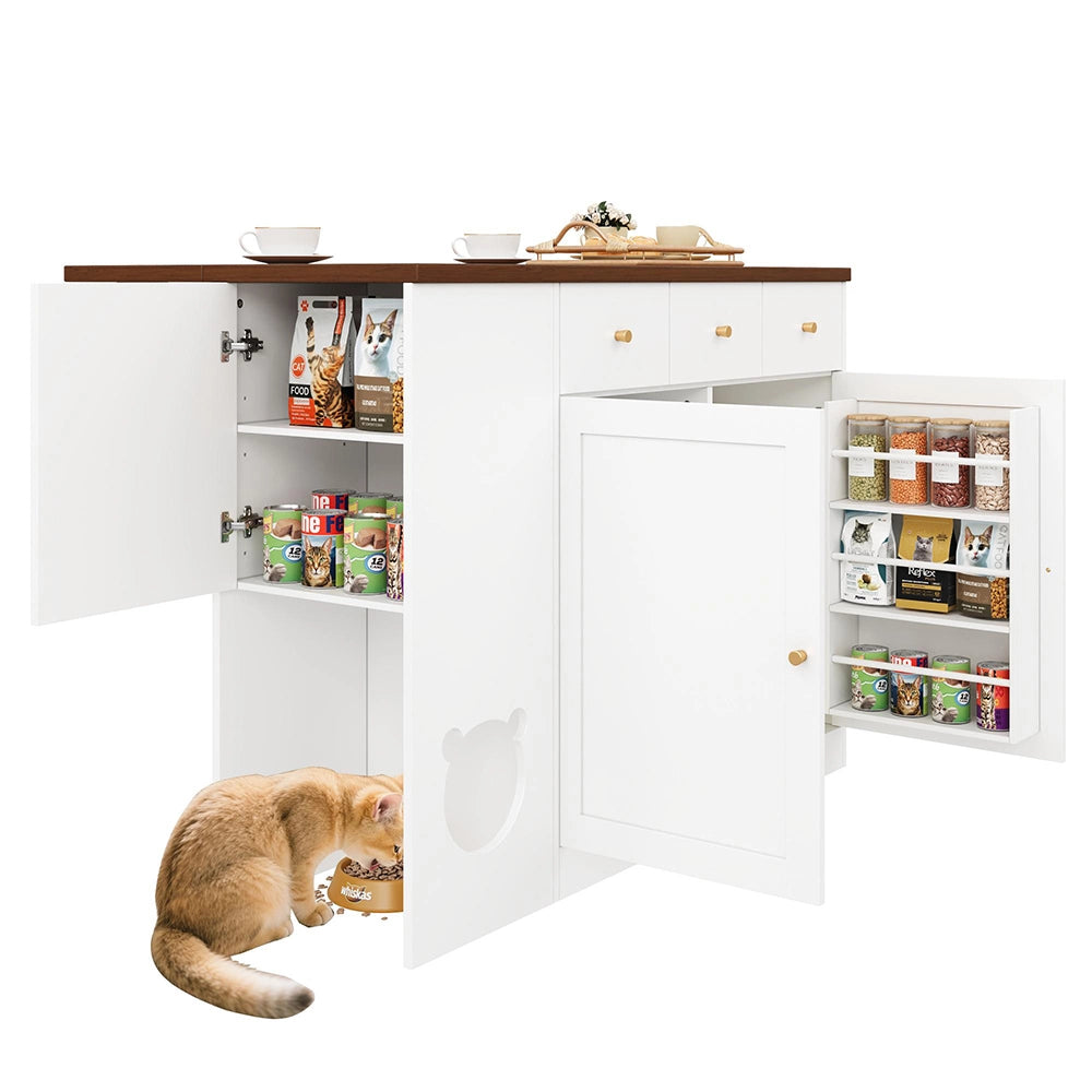 Isola cucina per animali - Xylo - 120x70x90cm bianco/noyer