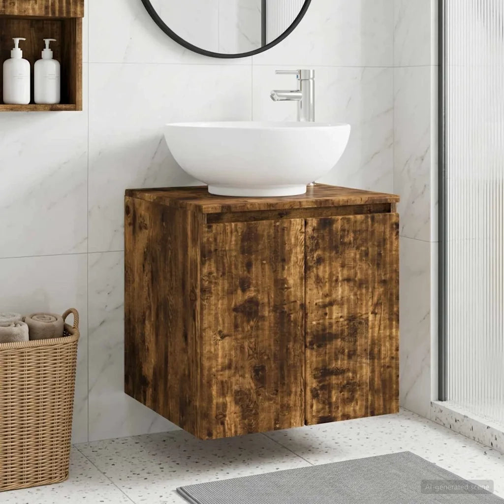 Mobile Lavabo da Parete Rovere Fumo 49,5 x 44,5 x 65 cm 890447