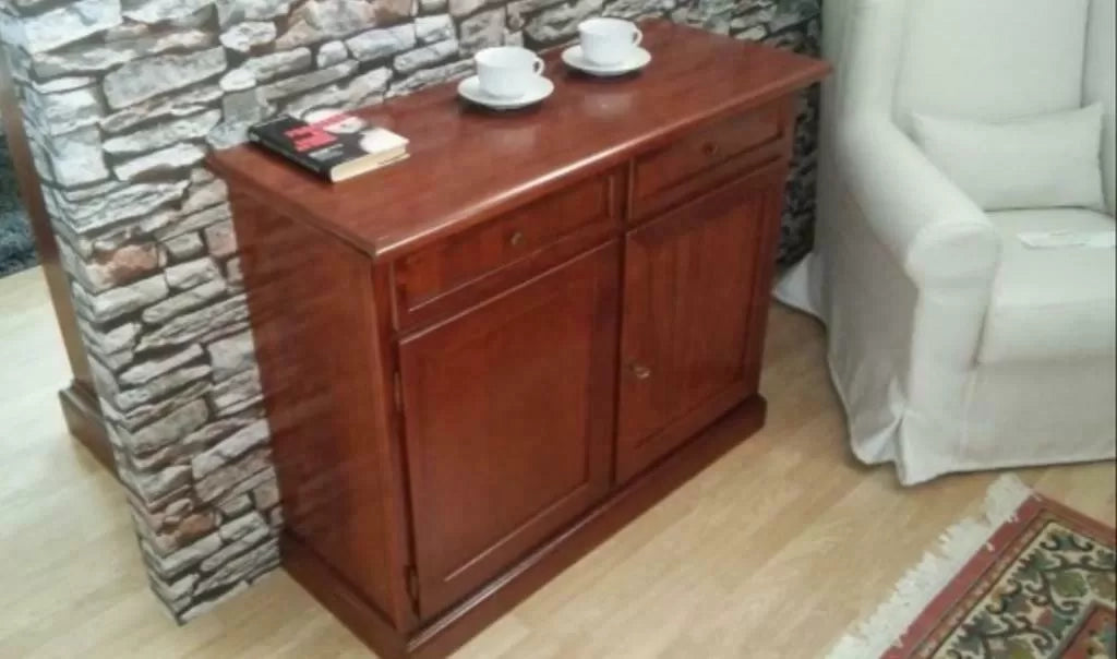 Madia credenza arte povera in legno 2 ante tinta noce 105x42x85 (384) - Mobili 2G