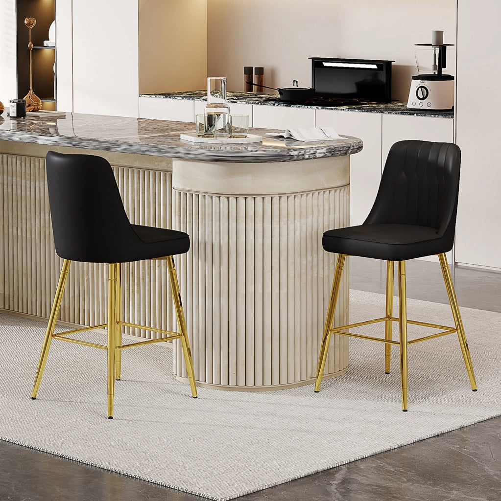 SGABELLI BAR Set da 2 pezzi h 100 cm in PU nero e metallo oro