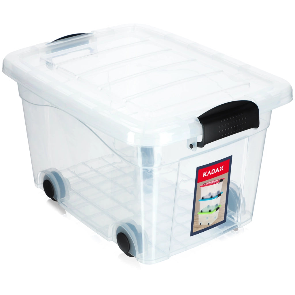 Contenitore per giocattoli KADAX, grande scatola con ruote, in plastica, grande 20 litri