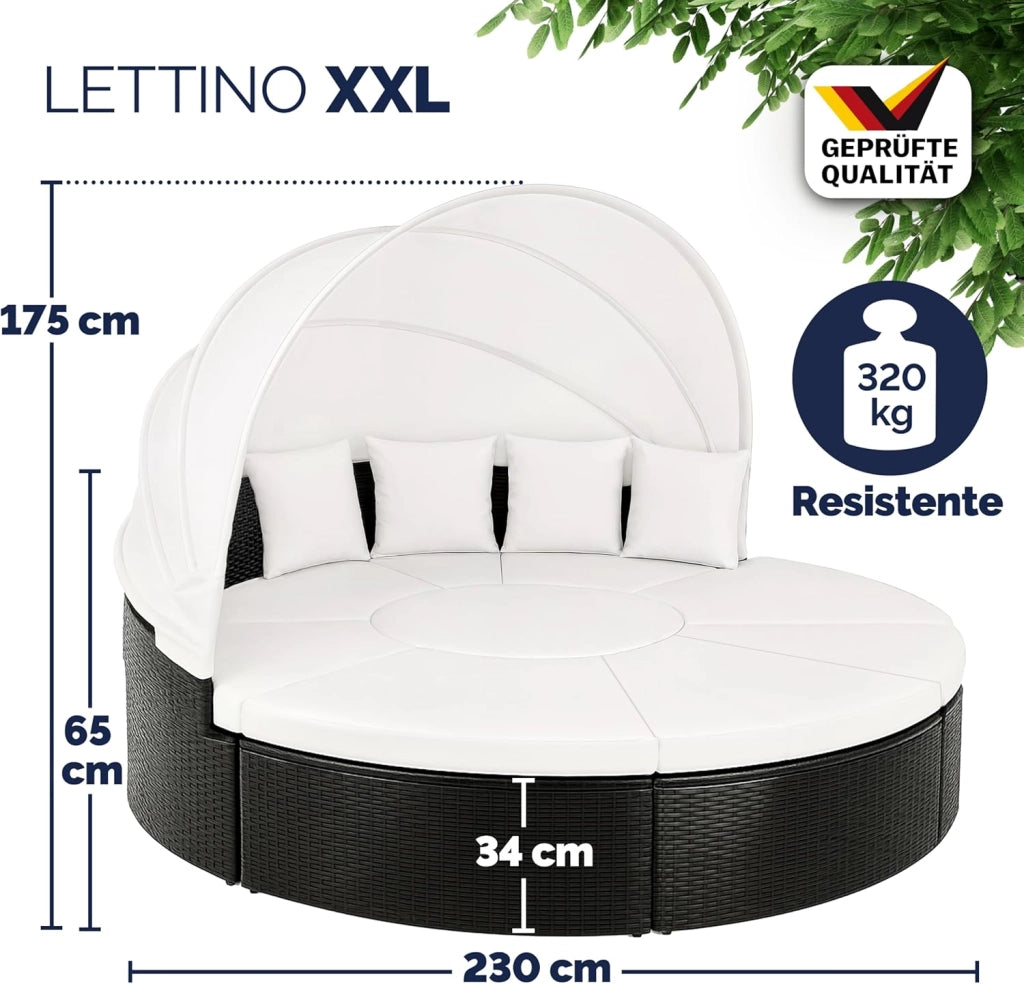 Isola Prendisole Polyrattan Ø230 Baldacchino Cuscini Lettino Set Lounge Componibile